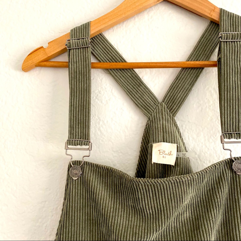 Green Corduroy Overall Dress